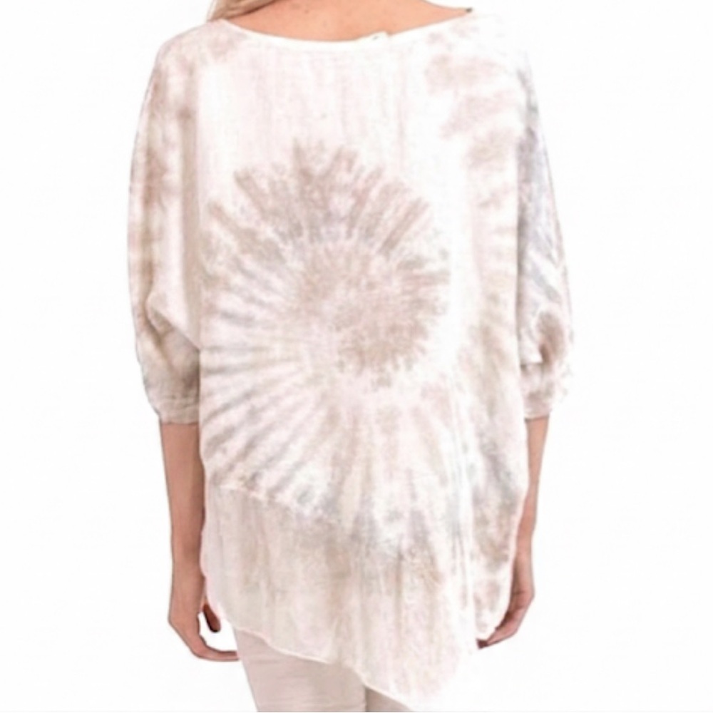 Valentina Naldi 100% Linen from Italy Tie Dye Short Sleeve Top Blouse Shirt S - Picture 4 of 13